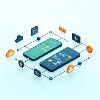 هواتف مختلفة متصلة برموز خدمات رقمية
